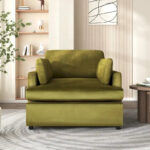 Green 37 Accent Chair with Plastic Legs and Decorative Pillows - Image 19