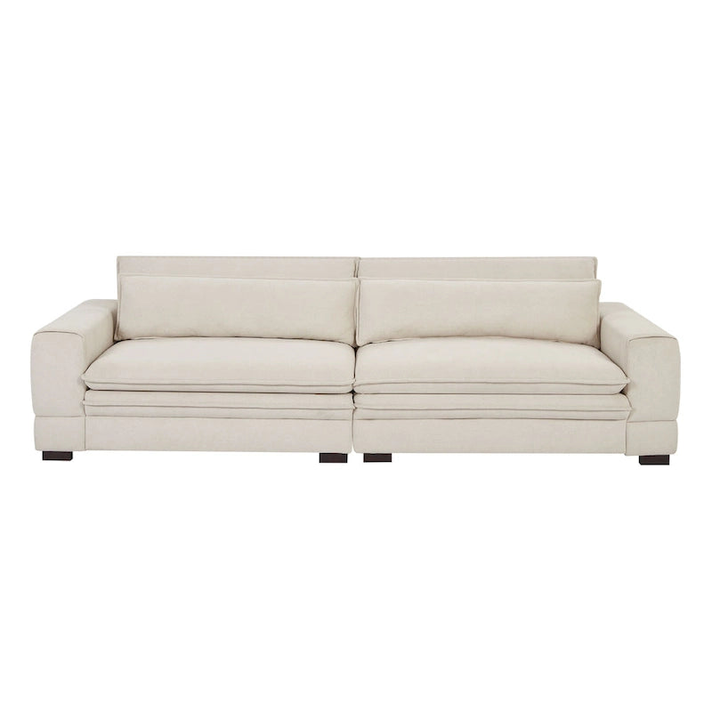 10501608865951_554385 Beige Modern 104.7 Large Fabric Sofa with Lumbar Pillows - Image 1