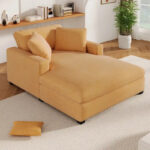 53.5 Chaise Lounge Chair with Solid Wood Legs and Comfort Pillows