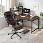 Adjustable Reclining Swivel High Back Home Office Chair with Footrest and Armrest - Image 2