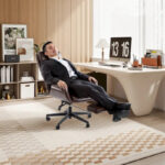 Adjustable Reclining Swivel High Back Home Office Chair with Footrest and Armrest - Image 3