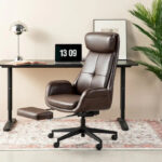 Adjustable Reclining Swivel High Back Home Office Chair with Footrest and Armrest - Image 4