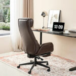 Adjustable Reclining Swivel High Back Home Office Chair with Footrest and Armrest - Image 6