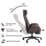 Adjustable Reclining Swivel High Back Home Office Chair with Footrest and Armrest - Image 9