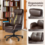 Adjustable Reclining Swivel High Back Home Office Chair with Footrest and Armrest - Image 11
