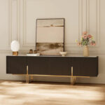 78.7 TV Stand, Entertainment Center with Faux Marble Top