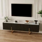 78.7 TV Stand, Entertainment Center with Faux Marble Top - Image 3
