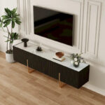 78.7 TV Stand, Entertainment Center with Faux Marble Top - Image 4