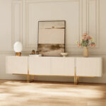 78.7 TV Stand, Entertainment Center with Faux Marble Top - Image 6