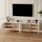 78.7 TV Stand, Entertainment Center with Faux Marble Top - Image 18