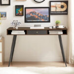 Mid Century Desk with USB Ports and Power Outlet, Modern Writing Study Desk with Drawers,Home Office Computer Desk - Image 16