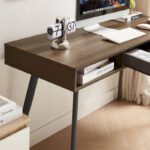 Mid Century Desk with USB Ports and Power Outlet, Modern Writing Study Desk with Drawers,Home Office Computer Desk - Image 18