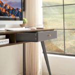Mid Century Desk with USB Ports and Power Outlet, Modern Writing Study Desk with Drawers,Home Office Computer Desk - Image 23