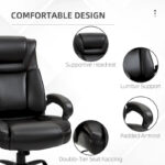 Executive Office Chair with Wide Seat, Computer Desk Chair with High Back, Adjustable Height and Swivel Wheels - Image 3