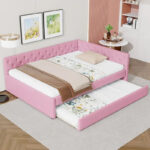 Full XL Solid Wood Platform Bed with Twin XL Trundle, Pine Frame