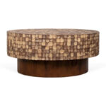 Mila Coconut Shell Round Pedestal Coffee Table by - Image 8