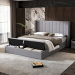 Queen Size Upholstered Platform Bed Modern Storage Bed Frame - Image 2