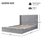 Queen Size Upholstered Platform Bed Modern Storage Bed Frame - Image 10