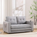 3-In-1 Upholstered Futon Sofa Convertible Floor Sofa Bed - Image 37
