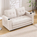 3-In-1 Upholstered Futon Sofa Convertible Floor Sofa Bed - Image 38