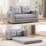 3-In-1 Upholstered Futon Sofa Convertible Floor Sofa Bed - Image 3