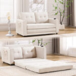 3-In-1 Upholstered Futon Sofa Convertible Floor Sofa Bed - Image 4
