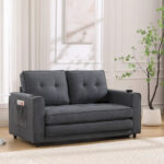 3-In-1 Upholstered Futon Sofa Convertible Floor Sofa Bed - Image 5