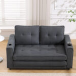 3-In-1 Upholstered Futon Sofa Convertible Floor Sofa Bed - Image 7