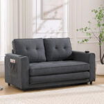 3-In-1 Upholstered Futon Sofa Convertible Floor Sofa Bed - Image 9