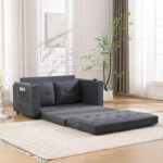 3-In-1 Upholstered Futon Sofa Convertible Floor Sofa Bed - Image 10