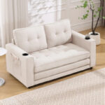 3-In-1 Upholstered Futon Sofa Convertible Floor Sofa Bed - Image 22