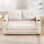 3-In-1 Upholstered Futon Sofa Convertible Floor Sofa Bed - Image 24