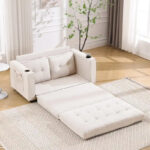 3-In-1 Upholstered Futon Sofa Convertible Floor Sofa Bed - Image 25