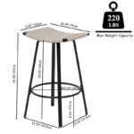 Counter Height Bar Stools, Backless Handwoven Kitchen Dining Chairs with Round Footrest Set of 2 PVC Weaving Pub Stool - Image 3