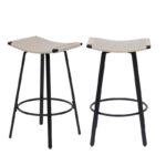 Counter Height Bar Stools, Backless Handwoven Kitchen Dining Chairs with Round Footrest Set of 2 PVC Weaving Pub Stool - Image 11