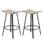 Counter Height Bar Stools, Backless Handwoven Kitchen Dining Chairs with Round Footrest Set of 2 PVC Weaving Pub Stool - Image 12