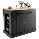 Large Kitchen Island Drop Leaf Breakfast Bar w/ Wood Top Shelves - Image 22