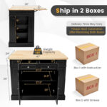 Large Kitchen Island Drop Leaf Breakfast Bar w/ Wood Top Shelves - Image 5