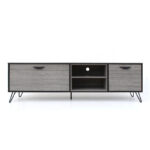 Alfie TV Media Entertainment Console Cabinet, 2 Shelves, Gray 71 Inch - Image 2