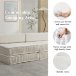 Convertible Sofa Bed,Modern Chenille Upholstered Sleeper Chair - Image 6