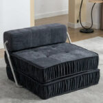 Convertible Sofa Bed,Modern Chenille Upholstered Sleeper Chair - Image 11