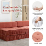 Convertible Sofa Bed,Modern Chenille Upholstered Sleeper Chair - Image 23