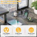 Farmhouse L-shaped Desk with Power Outlet, Gaming Table with Hutch and LED Light - Image 8