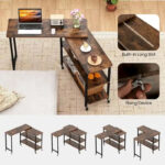 Gymax 360 Free Rotating Sofa Side Table Mobile L-shaped Laptop Table - See Details - Image 5