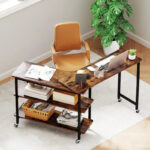 Gymax 360 Free Rotating Sofa Side Table Mobile L-shaped Laptop Table - See Details - Image 8