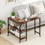Gymax 360 Free Rotating Sofa Side Table Mobile L-shaped Laptop Table - See Details - Image 9