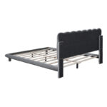 Velvet Upholstered Platform Bed Frame with LED Light & Biscuit Headboard - Image 7