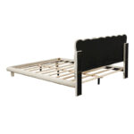 Velvet Upholstered Platform Bed Frame with LED Light & Biscuit Headboard - Image 23