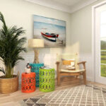 Multi Colored Metal Indoor Outdoor Nesting Accent Table with Carved Design Collection (Set of 3) - S/3 23, 19, 15H - Image 8