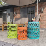 Multi Colored Metal Indoor Outdoor Nesting Accent Table with Carved Design Collection (Set of 3) - S/3 23, 19, 15H - Image 10